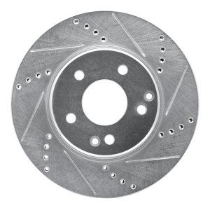 Mercedes-Benz SLK230 Brake Rotor (1) - Front Right - R1 Concepts - Drilled & Slotted - Silver - `96-`15